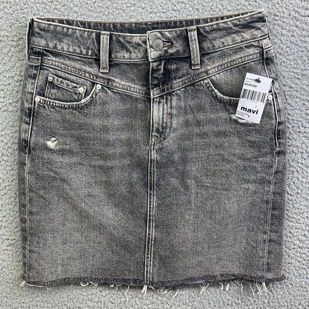 Mavi Jean Skirt Womens Size Small (40)‎ Mini Distressed Gray 27" Waist NWT